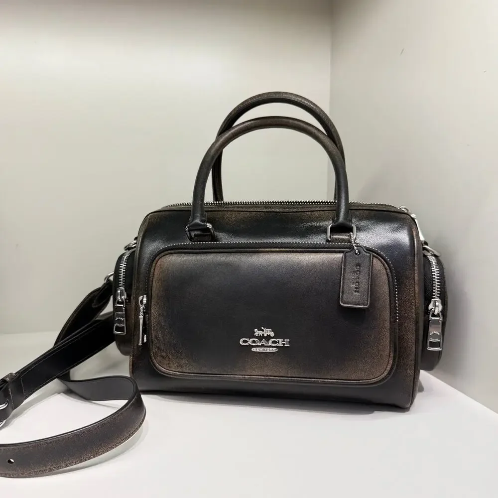 NEW‼️Coach Rowan Satchel Bag With Pockets In Loved Leather CES83